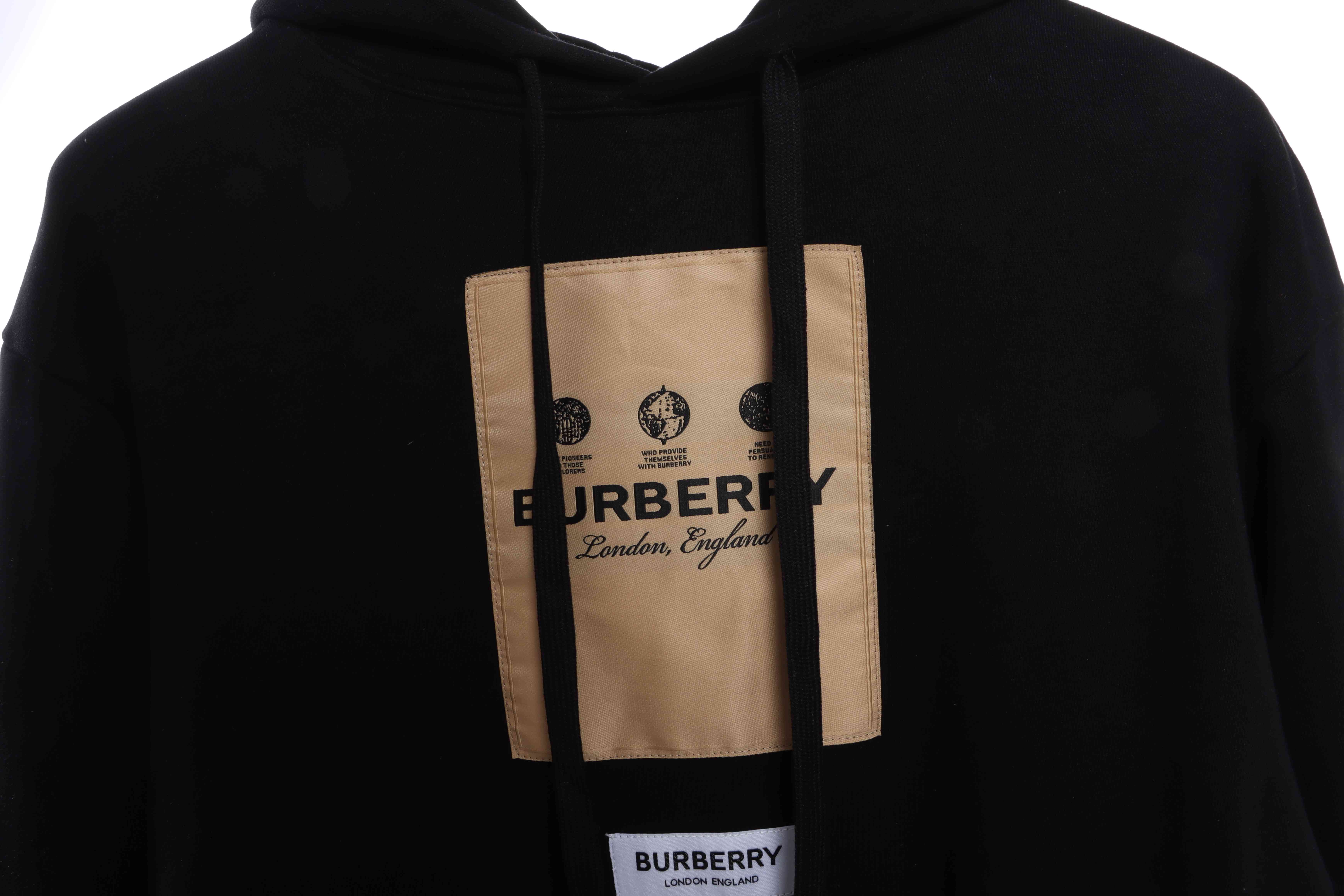 Burberry Label Patch Hoodie Black