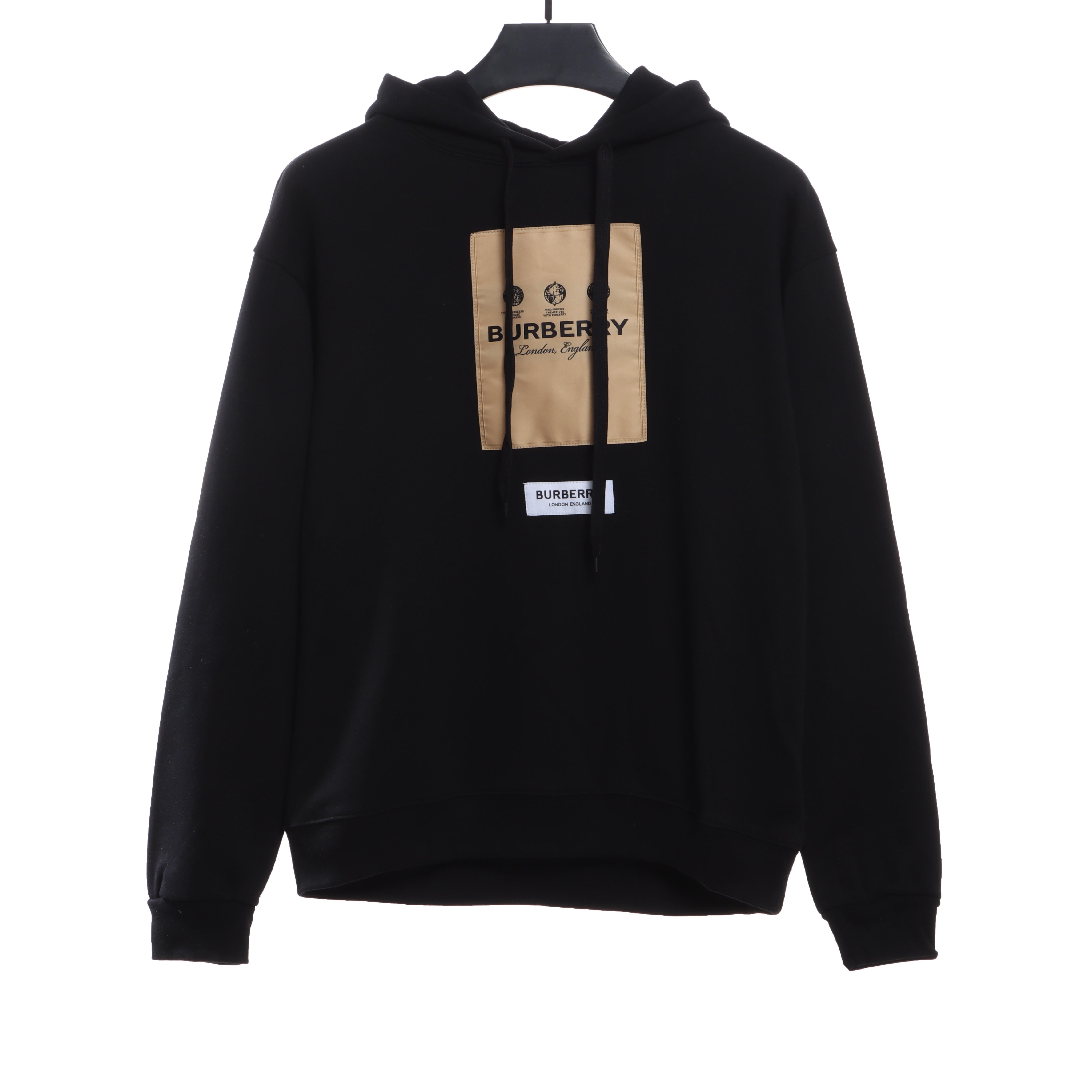 Burberry Label Patch Hoodie Black