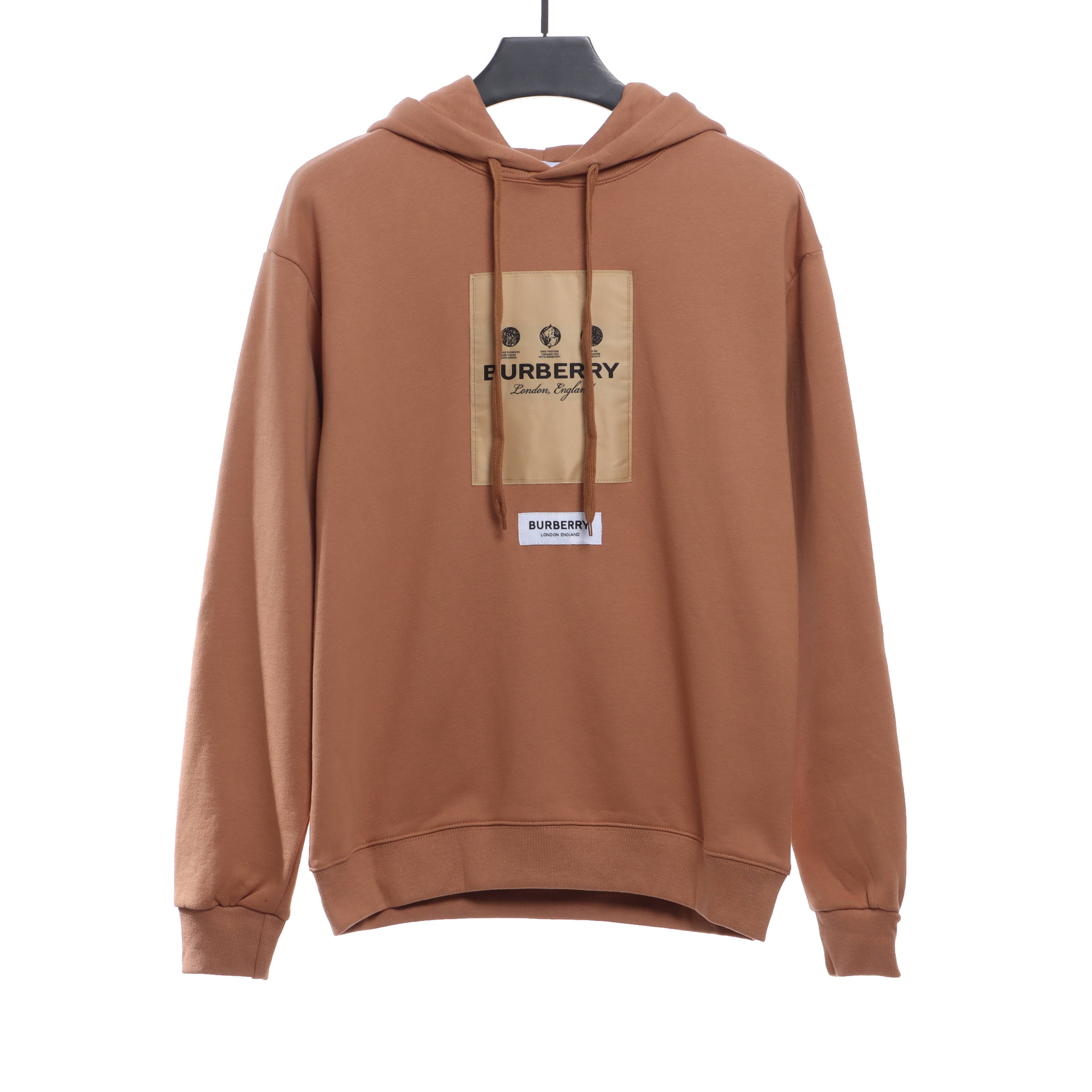 Burberry Label Patch Hoodie Khaki