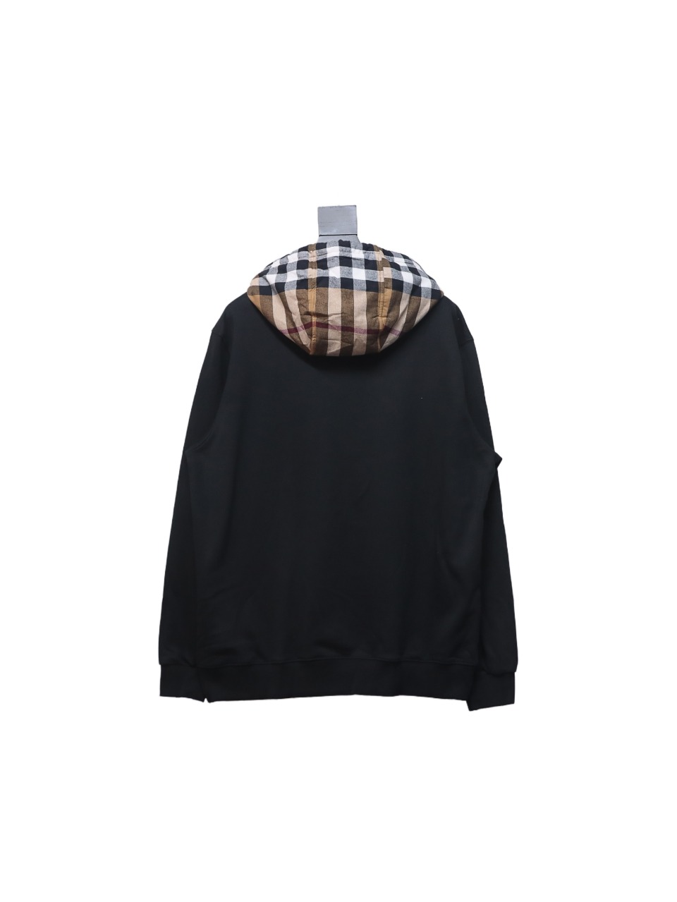 Burberry Panelled Plaid Hoodie Black