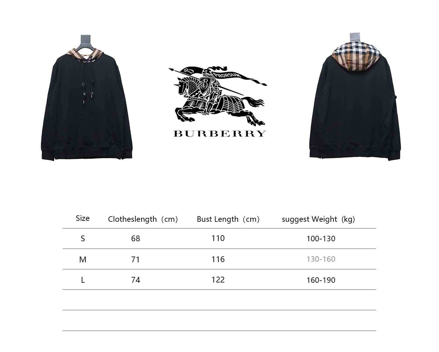 Burberry Panelled Plaid Hoodie Black