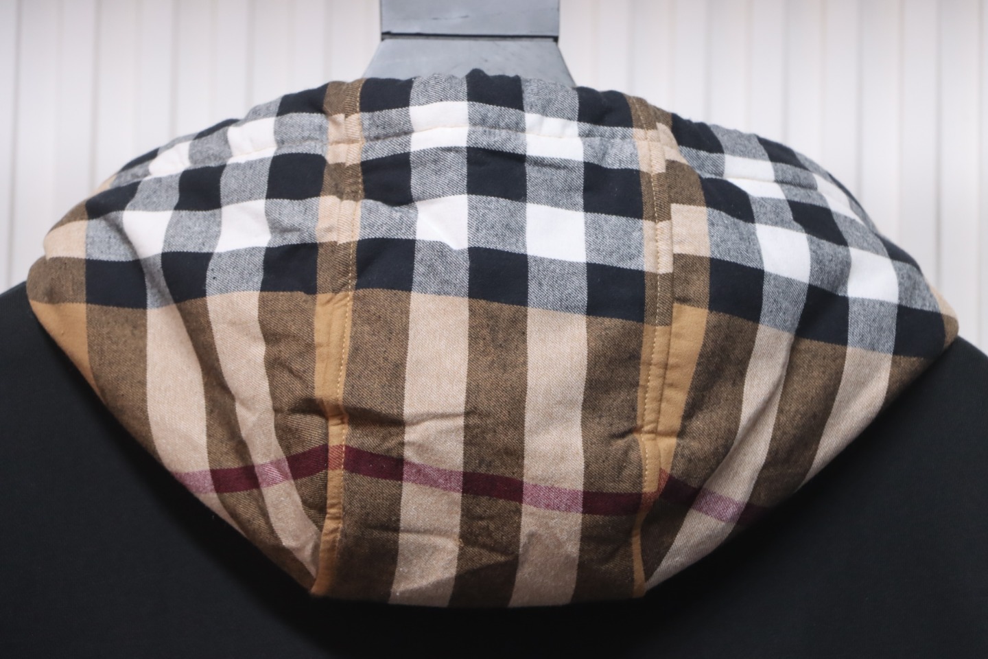 Burberry Panelled Plaid Hoodie Black