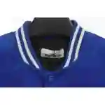 Stone Island Compass Logo Leather Sleeve Baseball Jacket Blue