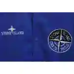 Stone Island Compass Logo Leather Sleeve Baseball Jacket Blue