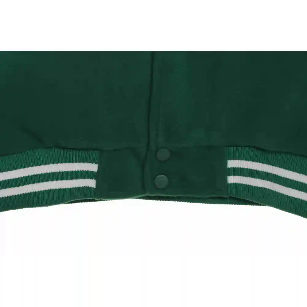 Stone Island Compass Logo Leather Sleeve Baseball Jacket Green