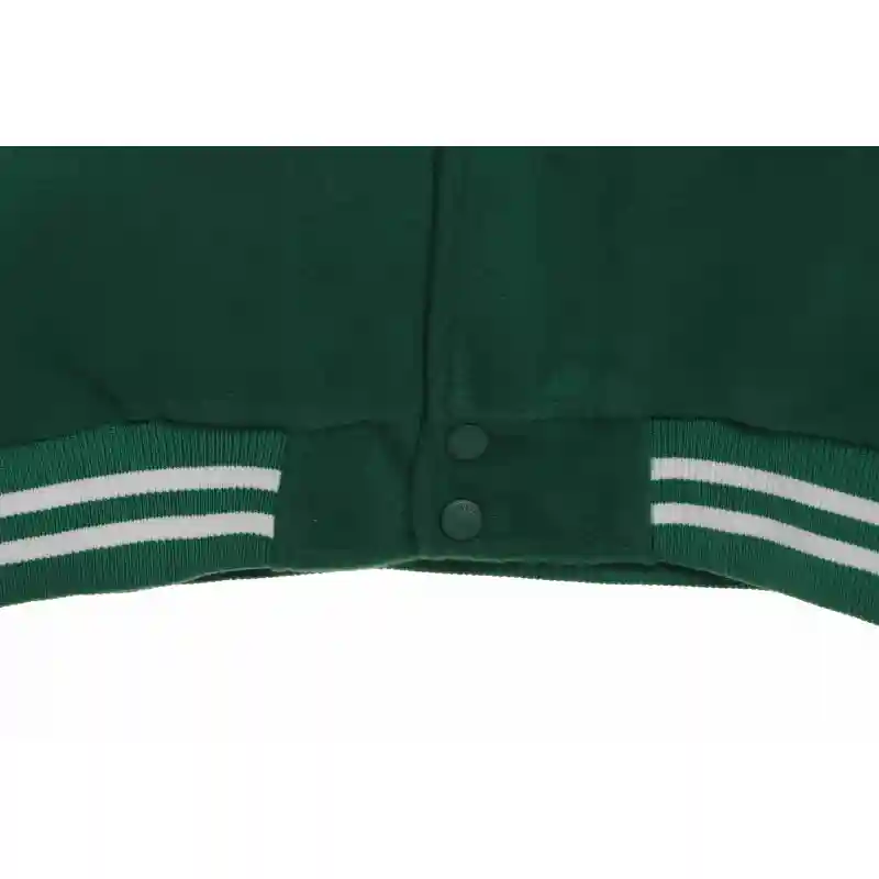 Stone Island Compass Logo Leather Sleeve Baseball Jacket Green