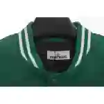 Stone Island Compass Logo Leather Sleeve Baseball Jacket Green