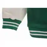 Stone Island Compass Logo Leather Sleeve Baseball Jacket Green