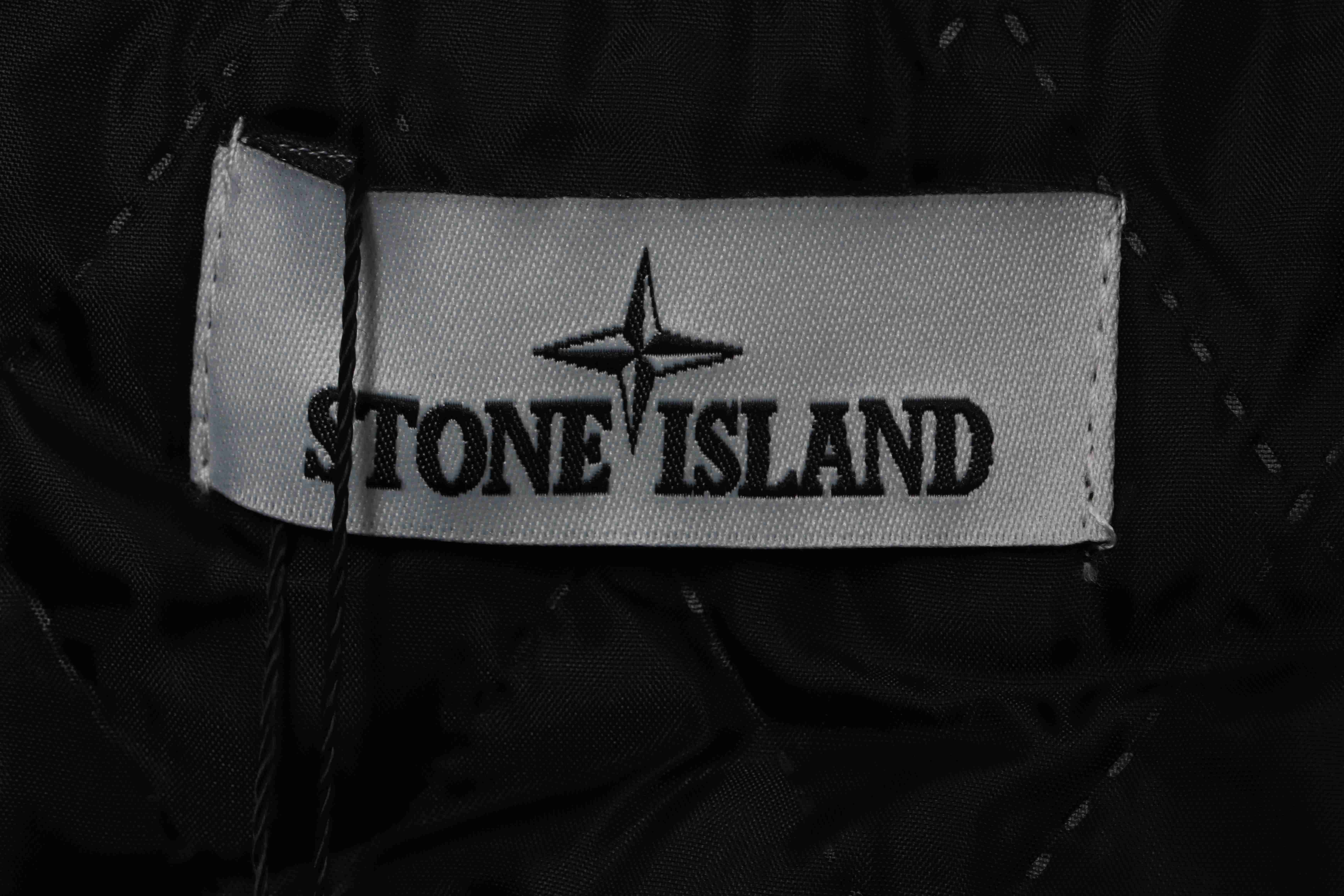 Stone Island Compass Logo Leather Sleeve Baseball Jacket Green