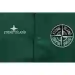 Stone Island Compass Logo Leather Sleeve Baseball Jacket Green