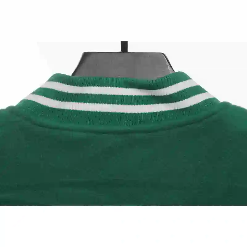 Stone Island Compass Logo Leather Sleeve Baseball Jacket Green