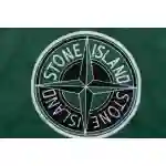 Stone Island Compass Logo Leather Sleeve Baseball Jacket Green