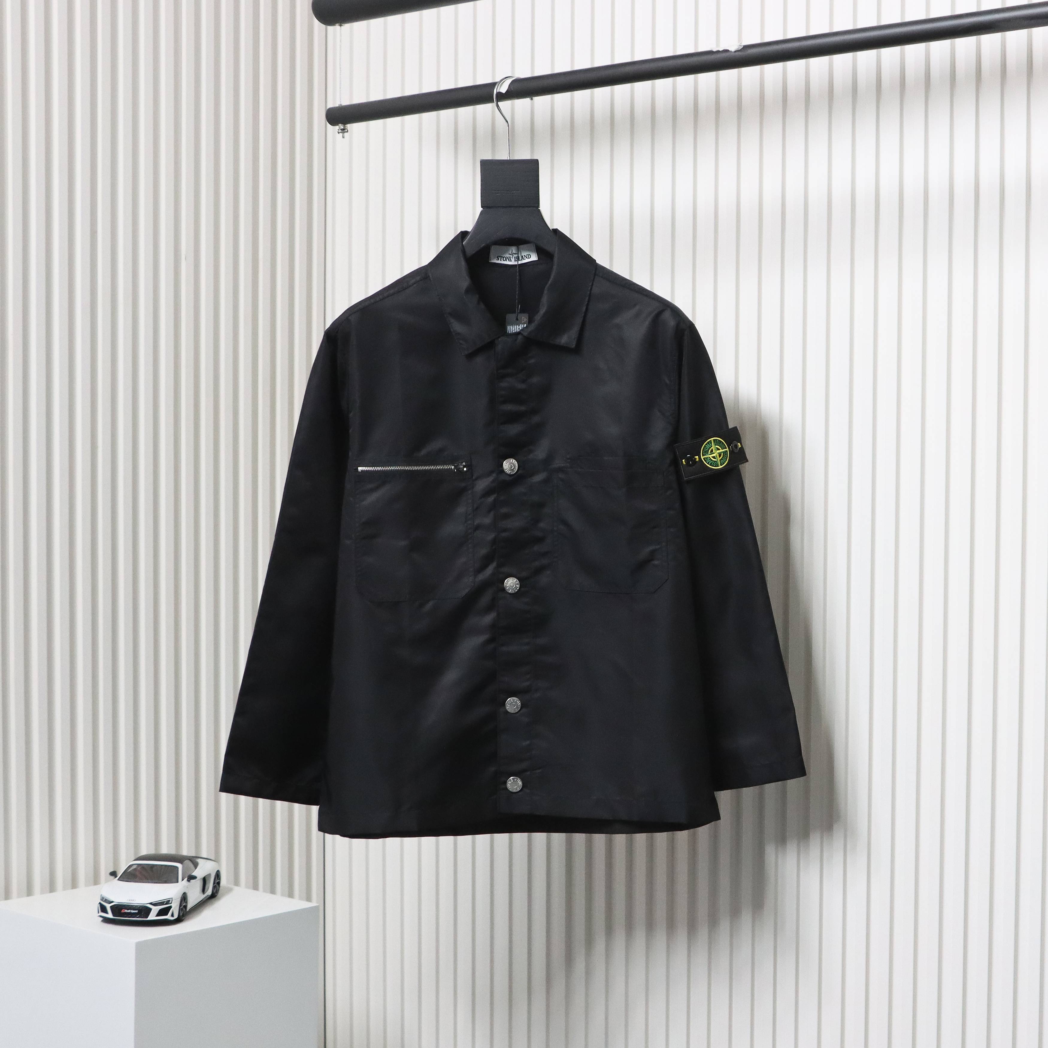 Stone Island Zipper Pocket Sleeve Badge Shirt Jacket