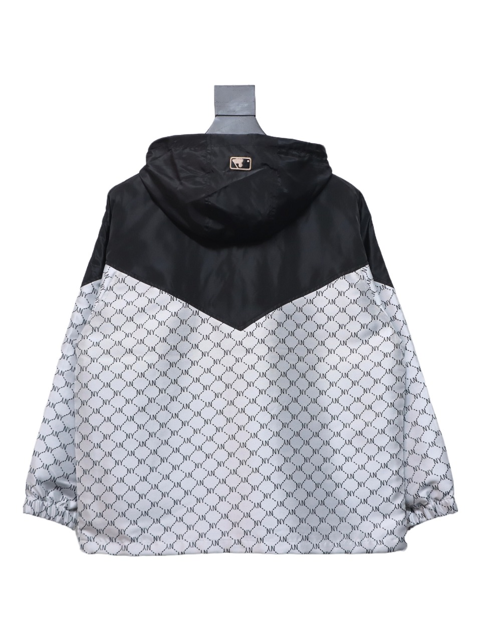 MLB All Over Logo Print Trench Coat Black White