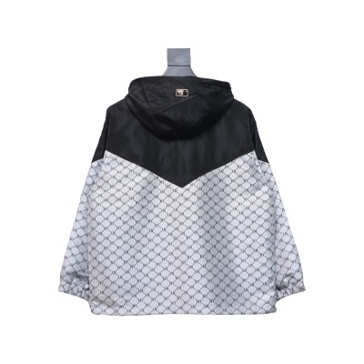 MLB All Over Logo Print Trench Coat Black White 02