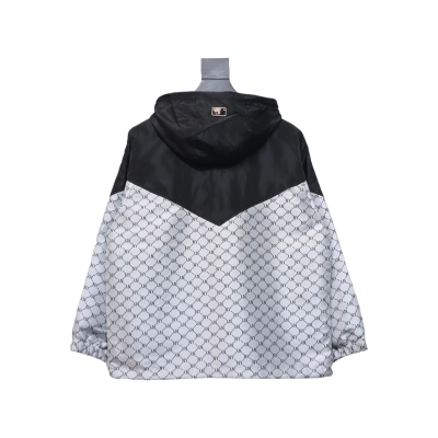 MLB All Over Logo Print Trench Coat Black White 02