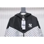 MLB All Over Logo Print Trench Coat Black White
