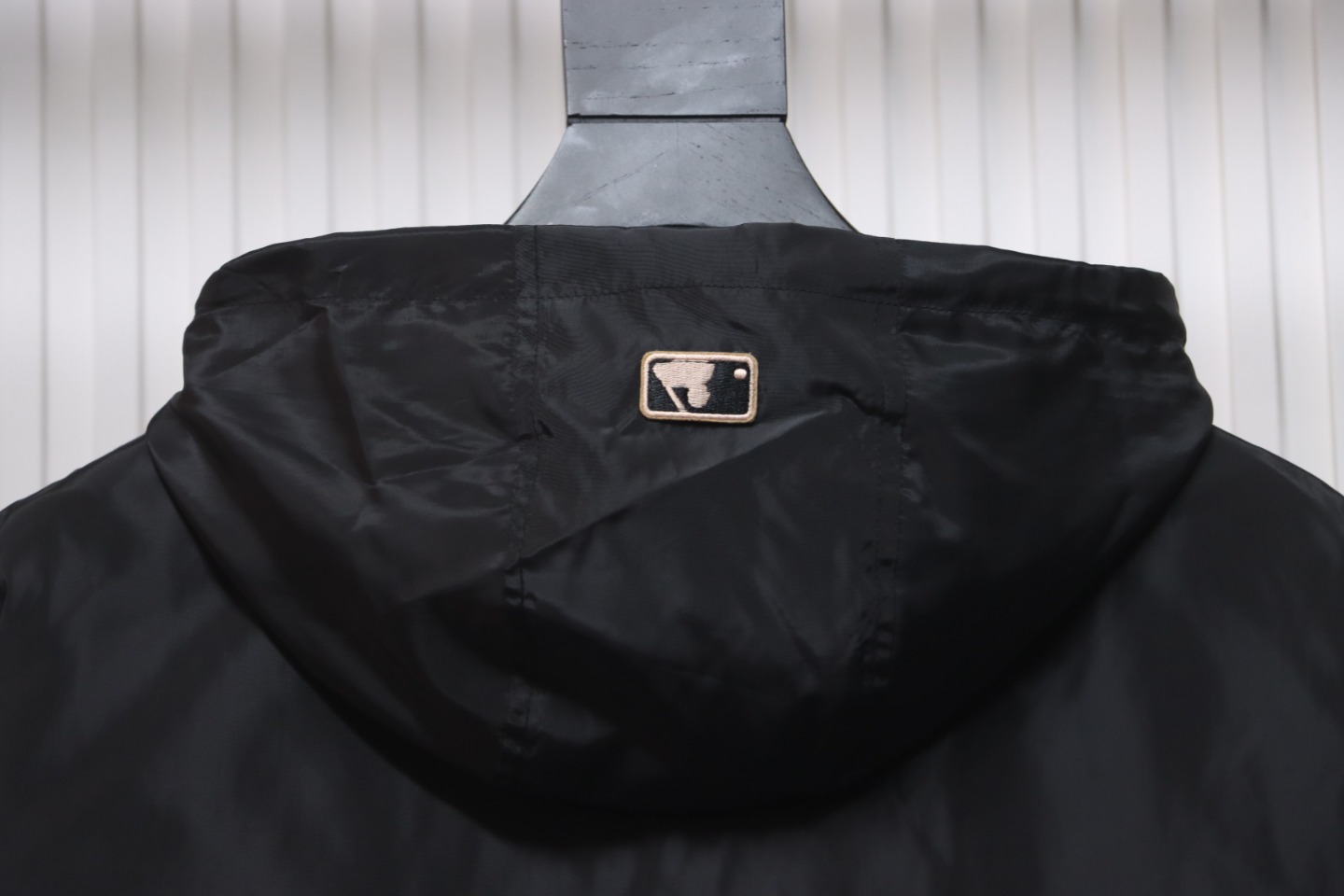 MLB All Over Logo Print Trench Coat Black White