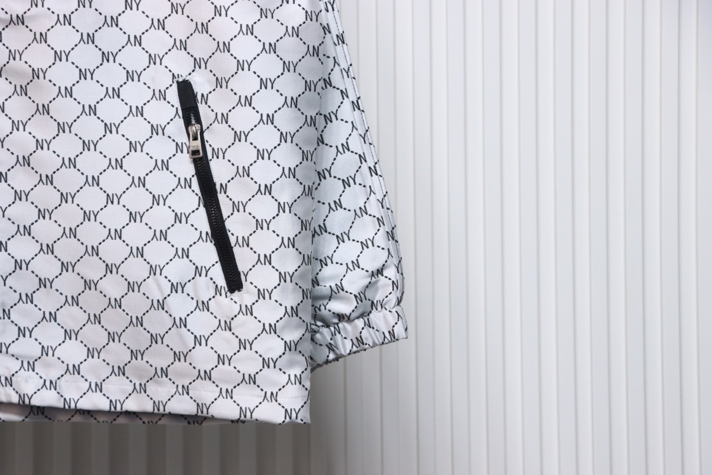 MLB All Over Logo Print Trench Coat Black White