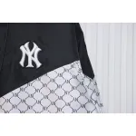 MLB All Over Logo Print Trench Coat Black White