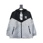 MLB All Over Logo Print Trench Coat Black White