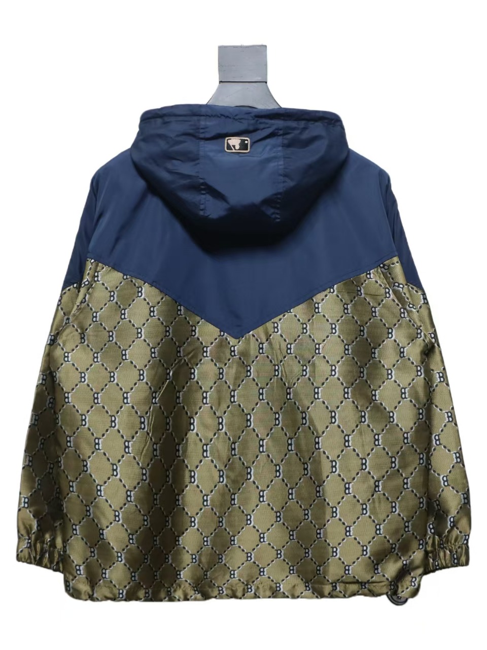 MLB All Over Logo Print Trench Coat Blue Green