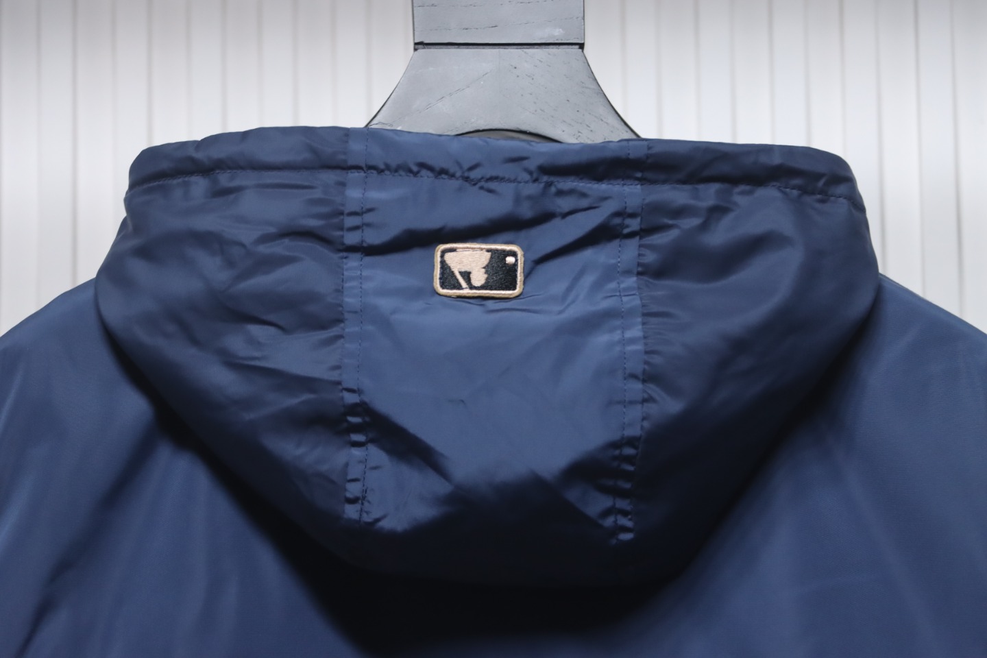 MLB All Over Logo Print Trench Coat Blue Green