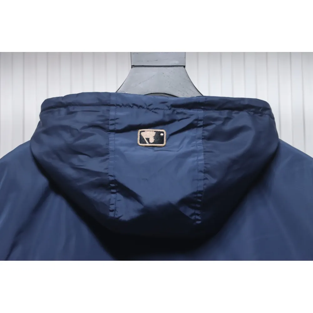 MLB All Over Logo Print Trench Coat Blue Green
