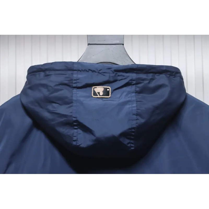 MLB All Over Logo Print Trench Coat Blue Green