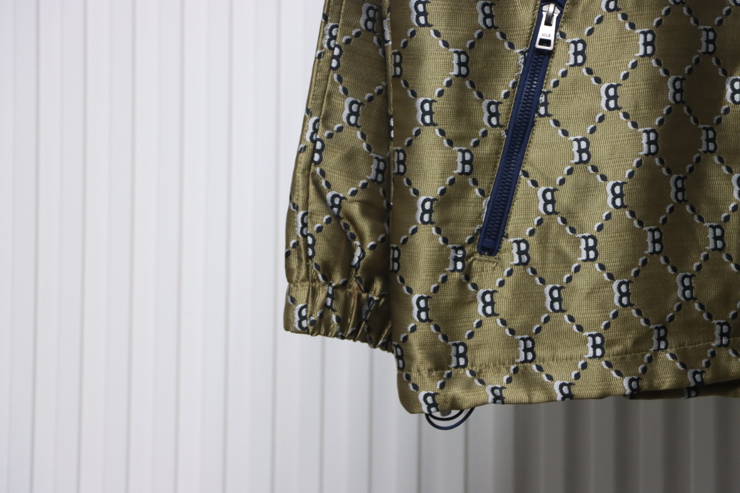 MLB All Over Logo Print Trench Coat Blue Green