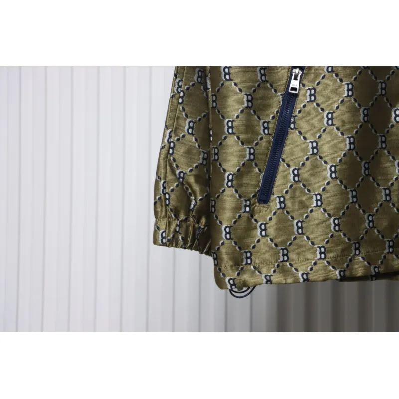 MLB All Over Logo Print Trench Coat Blue Green