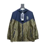 MLB All Over Logo Print Trench Coat Blue Green