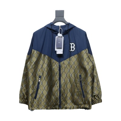 MLB All Over Logo Print Trench Coat Blue Green 01