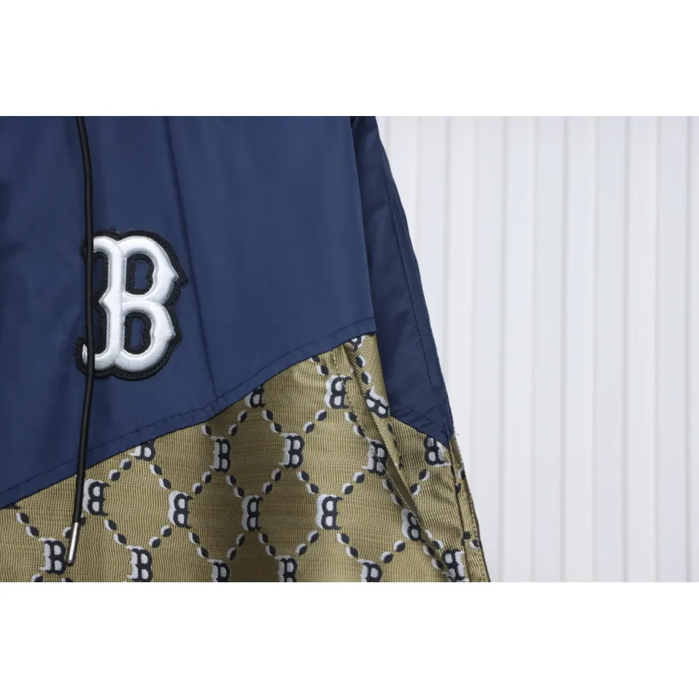 MLB All Over Logo Print Trench Coat Blue Green