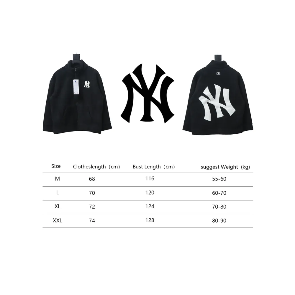 MLB Classic Embroidered LOGO Lambswool Jacket Black