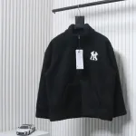 MLB Classic Embroidered LOGO Lambswool Jacket Black