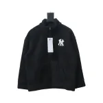 MLB Classic Embroidered LOGO Lambswool Jacket Black