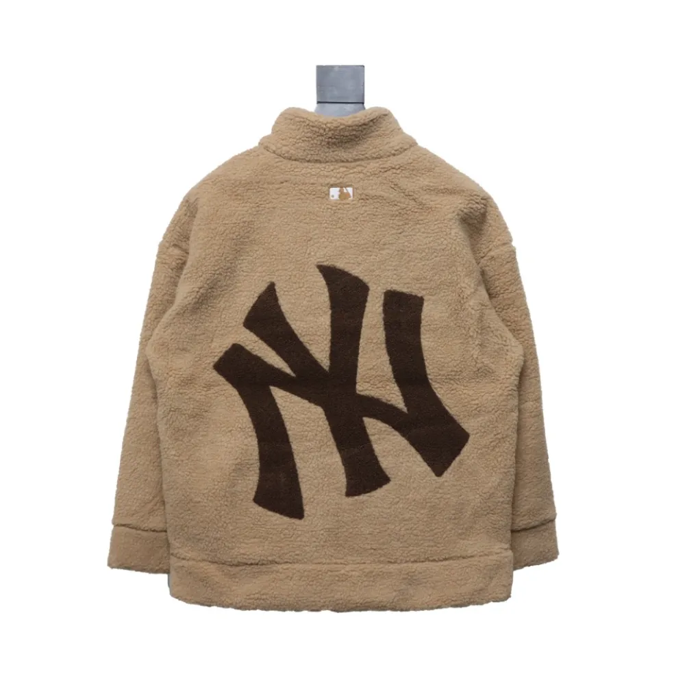 MLB Classic Embroidered LOGO Lambswool Jacket Brown