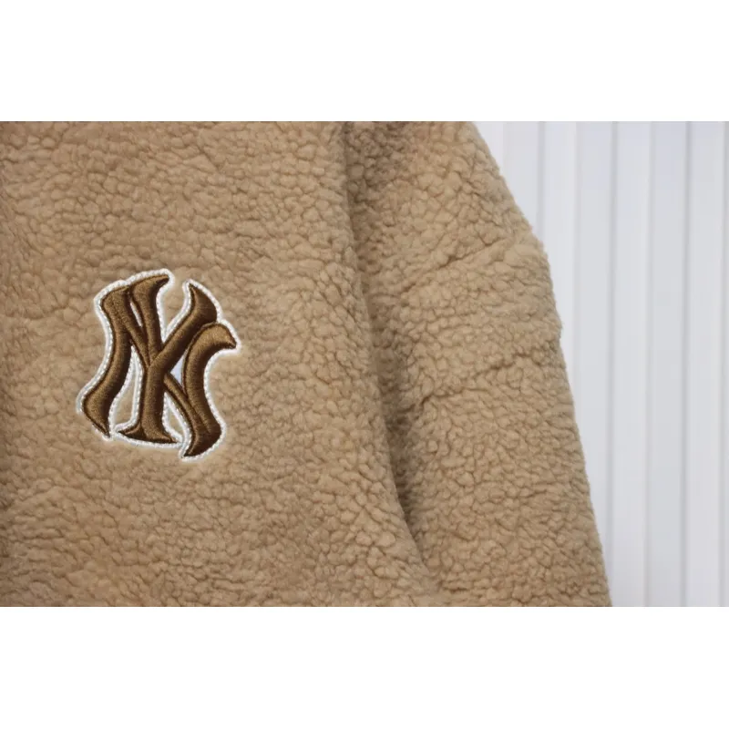 MLB Classic Embroidered LOGO Lambswool Jacket Brown