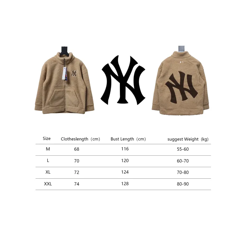 MLB Classic Embroidered LOGO Lambswool Jacket Brown