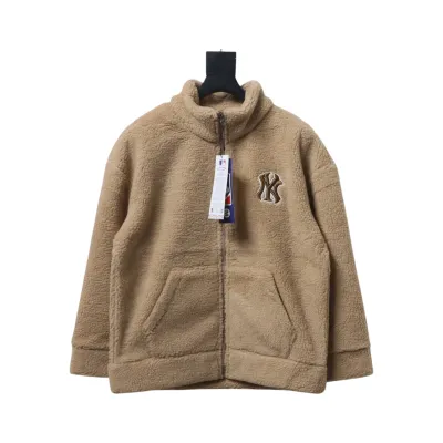 MLB Classic Embroidered LOGO Lambswool Jacket Brown 01