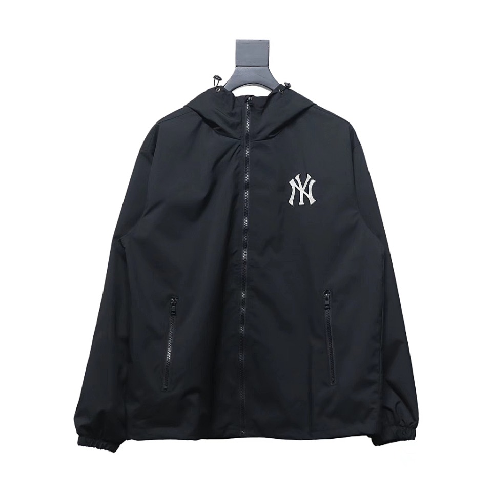 MLB Embroidered Hooded White Label Sports Jacket Black