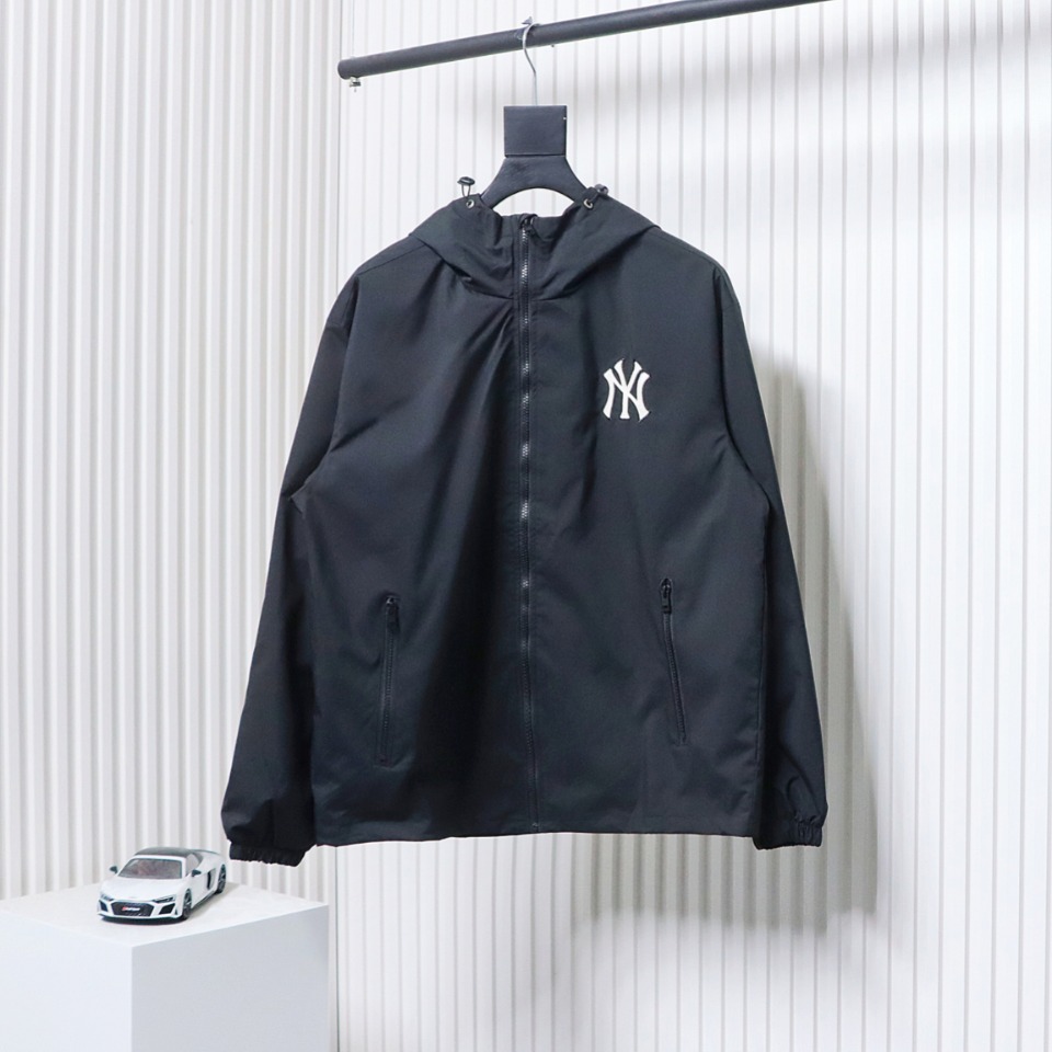 MLB Embroidered Hooded White Label Sports Jacket Black