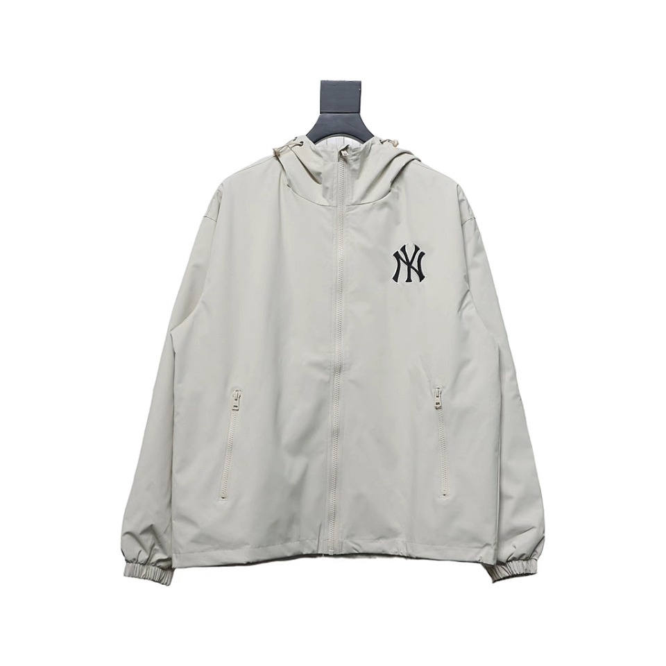 MLB Embroidered Hooded White Label Sports Jacket White