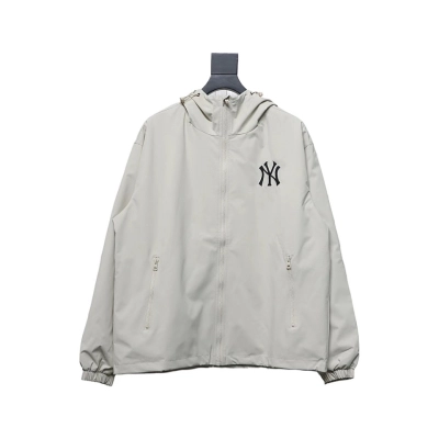 MLB Embroidered Hooded White Label Sports Jacket White 01