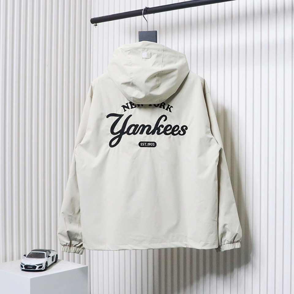 MLB Embroidered Hooded White Label Sports Jacket White