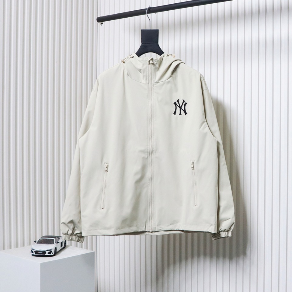 MLB Embroidered Hooded White Label Sports Jacket White