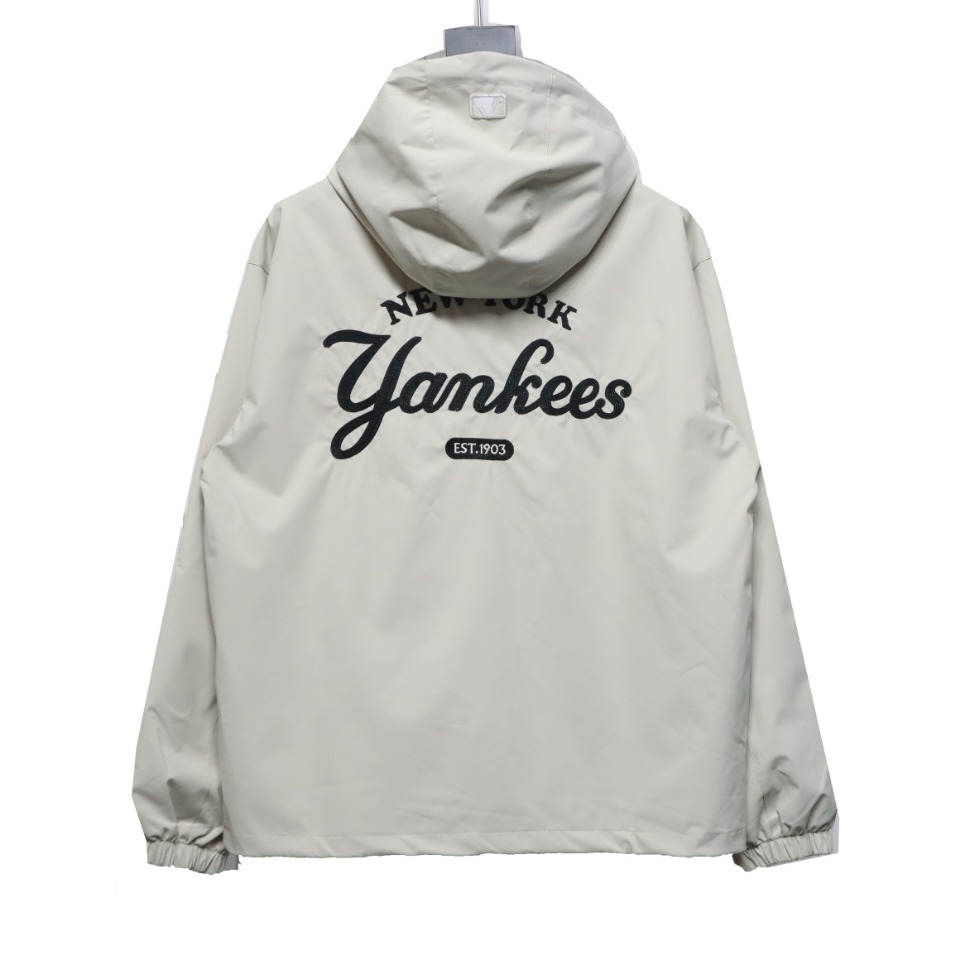 MLB Embroidered Hooded White Label Sports Jacket White