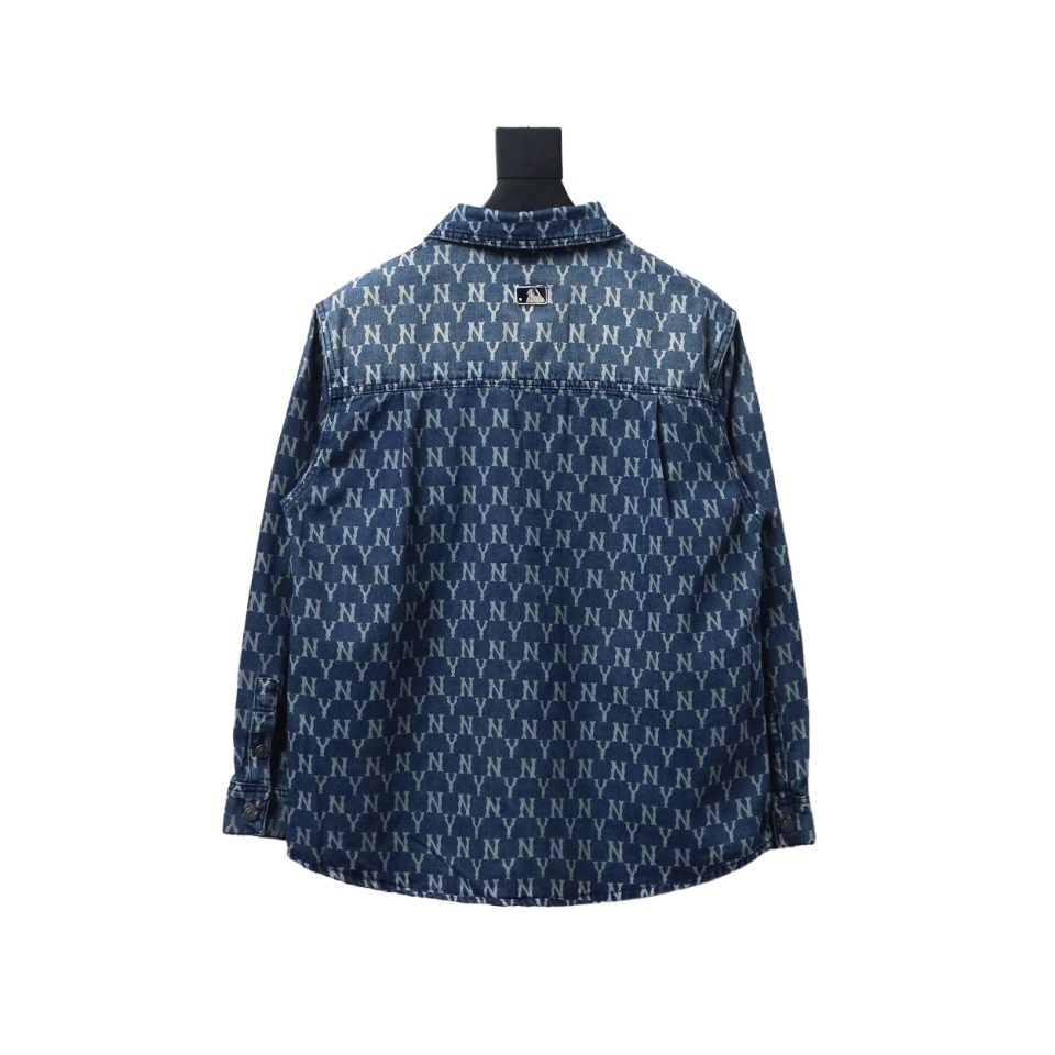 MLB Embroidered Logo Print Denim Shirt Jacket