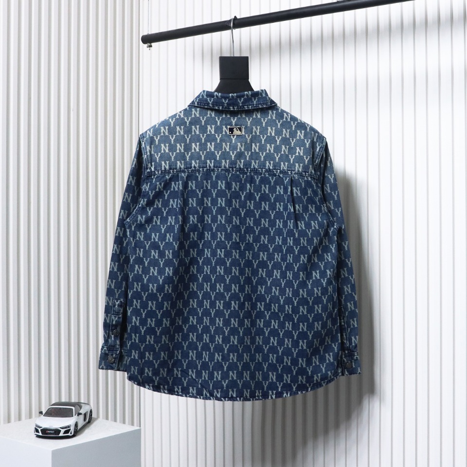 MLB Embroidered Logo Print Denim Shirt Jacket